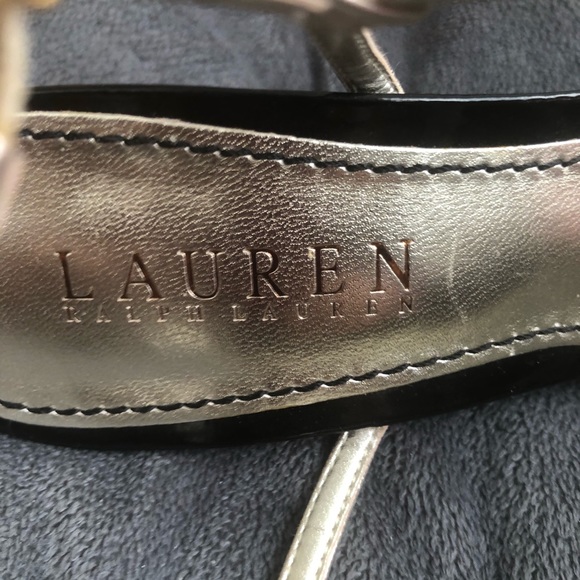 Lauren RL Black Gold Sandal Platform Shoes 6.5 37 - Picture 7 of 14